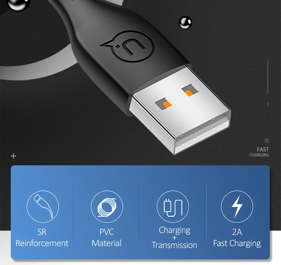 10 шт./лот USAMS usb type-C кабель для быстрой зарядки samsung USB C type-C кабели для мобильных телефонов для Xiaomi huawei круглый кабель для передачи данных