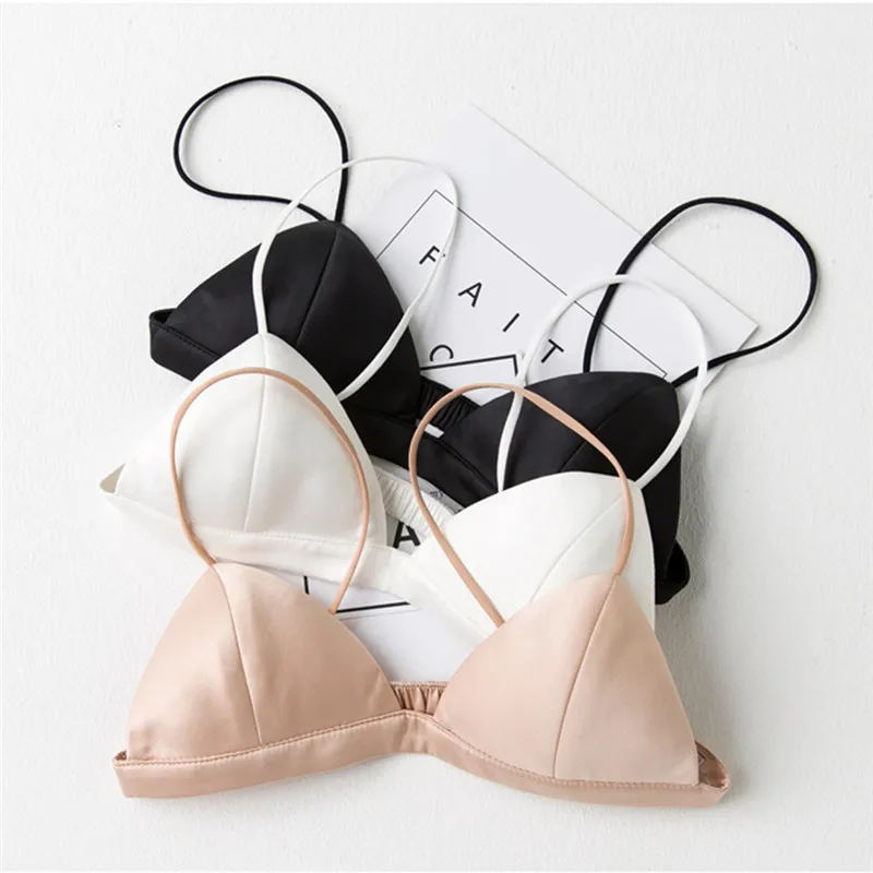 1pcs Lace Bralette Padded Bra Sexy Silk Strap Lace Sexy Women Casual Stretch Sleeping Brassiere Fashion Wireless Bra Top