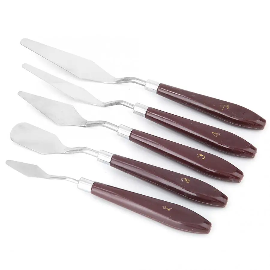 

5pcs Stainless Steel Pigment Scraper Painting Knife Set for Drawing Board or Palette Acrylic paint Scraper Oil Painting Knife