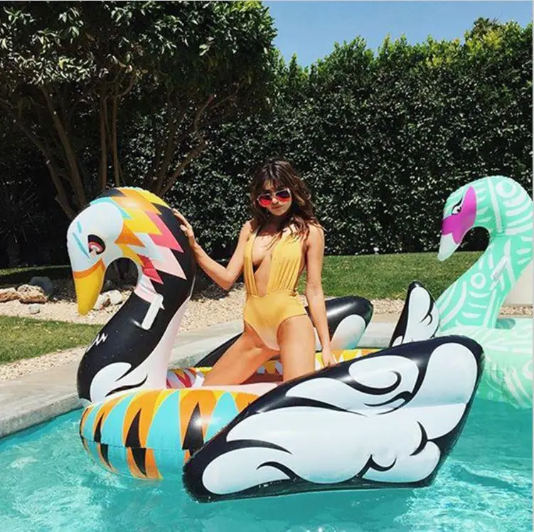 Wholesale-190cm-Colorful-Swan-Inflatable-floating-row-Swimming-Rings-Floating-air-mattress