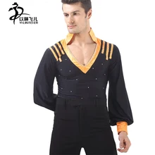 NEW Men’s Dance top/Shirt ,Latin tango Salsa Dance costume for Competition and performance long sleeve SM021