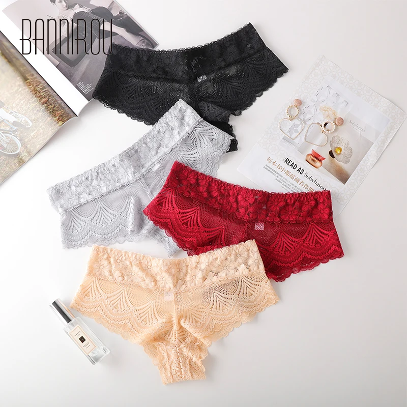 

Woman Panties Sexy Lace 1 Pcs Hot Sale Low Waist Underwear Women Breathable Hollow Transparent Female Panties Brand Quality M-XL