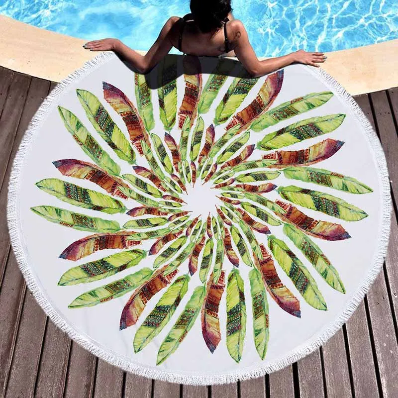Real Microfiber 150cm Round Beach Towel Summer Vacation Seaside Shawl