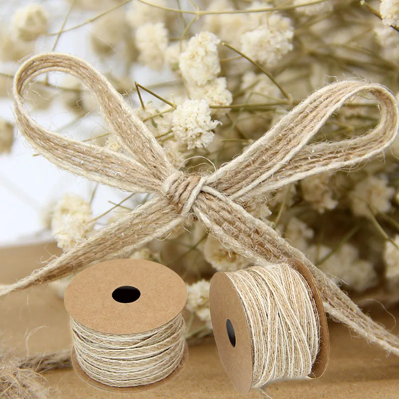 

10meters Natural Rustic Wedding Jute Burlap Rolls Jute Twine Fish Silk Hemp Ribbon Wedding Decoration Ornament Party Supplies