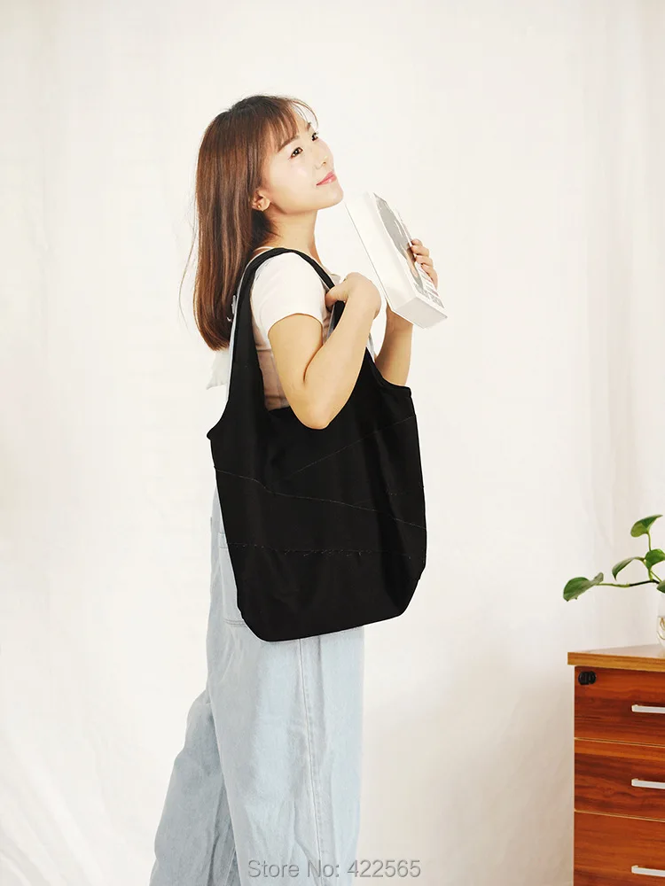 Free Shipping Fashion Fabric Bag Eco Bag Joint Fabric Handbag Single