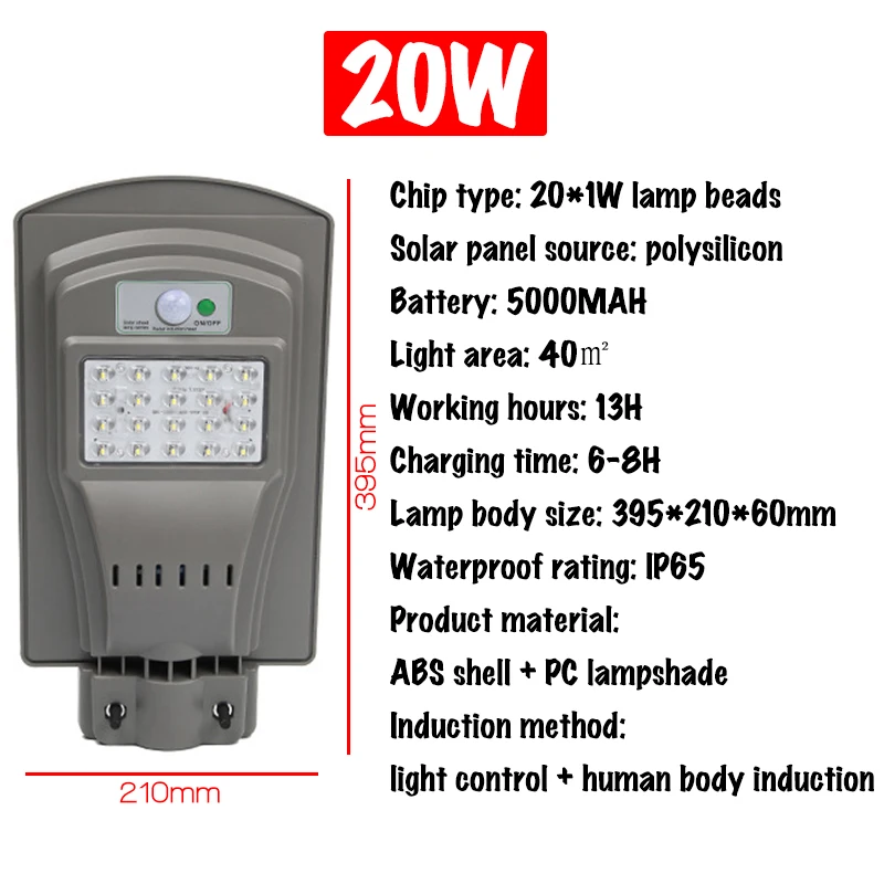 Durável à Prova Sensor de Estrada Sensor de Movimento Luz de Parede ao ar Ip65 Dwaterproof Água Led Solar Projector Livre Jardim Rua Caminho Lâmpada 20 w - 40 60 13 Lâmpadas solares