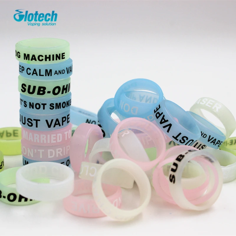 

Glotech 50pcs Hot Glow In The Dark Vape Bands Rubber Silicone Ecig Vape Ring decorative and protection vape ecig Non Slip band