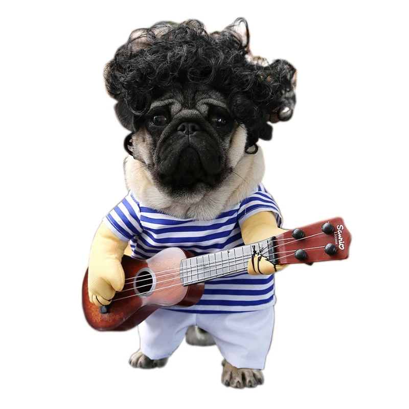 Funny Pet Guitar Player Cosplay Dog Cat Costume Guitarist Dressing Up Party Xmas New Year Clothes for Dog Cats Costume for a cat Funny Pet Guitar Player Cosplay Dog Cat Costume Guitarist Dressing Up Party Xmas New Year Clothes for Dog Cats Costume for a cat