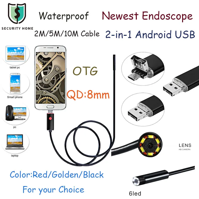 

Fimei Mini 8MM Lens Android USB Endoscope 6 LEDs Waterproof Mini Camera Android OTG Borescope Endoscope For Android PC 2m/5m/10m