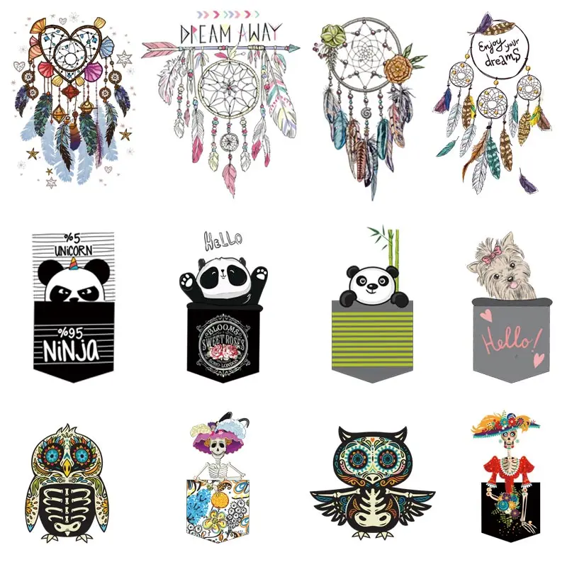 

COSBILL Feather Animals Cartoon PVC Patch Iron On Clothes Sticker Small Applique DIY Heat Transfers For T-shirt Accessory Z-08