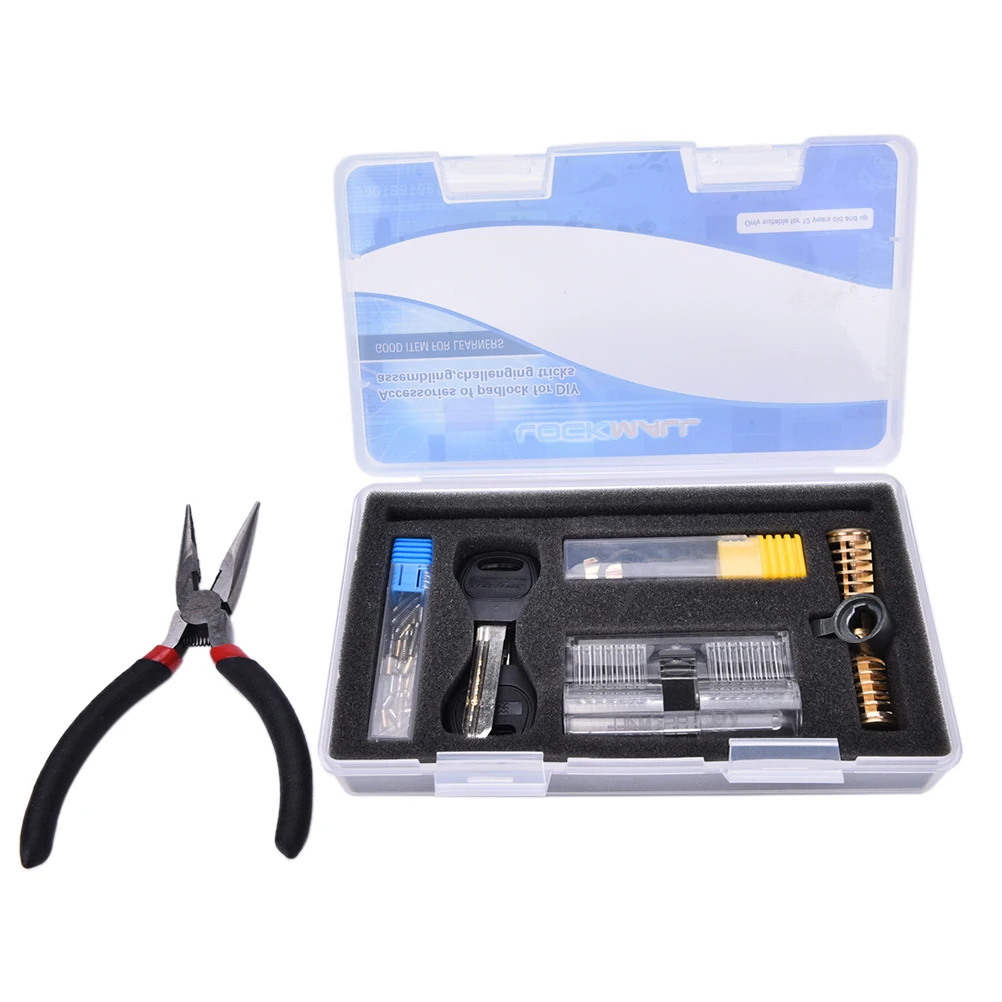 

1Set DIY Lock Visible Pick Cutaway Practice View Padlock Training Skill For Locksmith Hardware With AB Key Transparent Removable