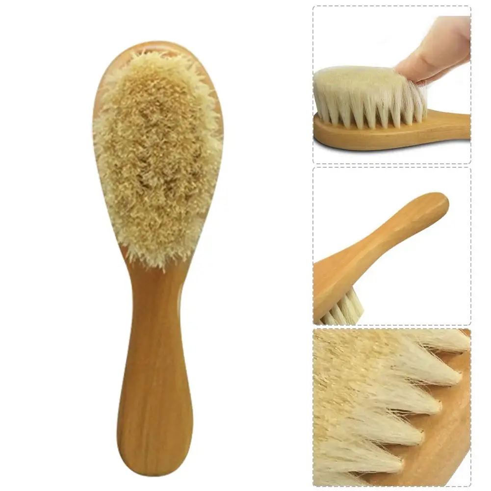 Natural Wooden Handle Brush Baby Hair Brush Comb Wood ...