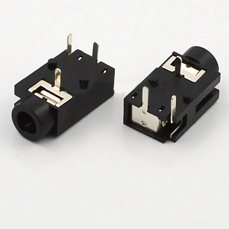 40pcs PJ 319A Audio Connector 3 5mm Headphone Jack Three Feet Plastic Head Black For Computer Chassis Audio Socket 90 Degrees