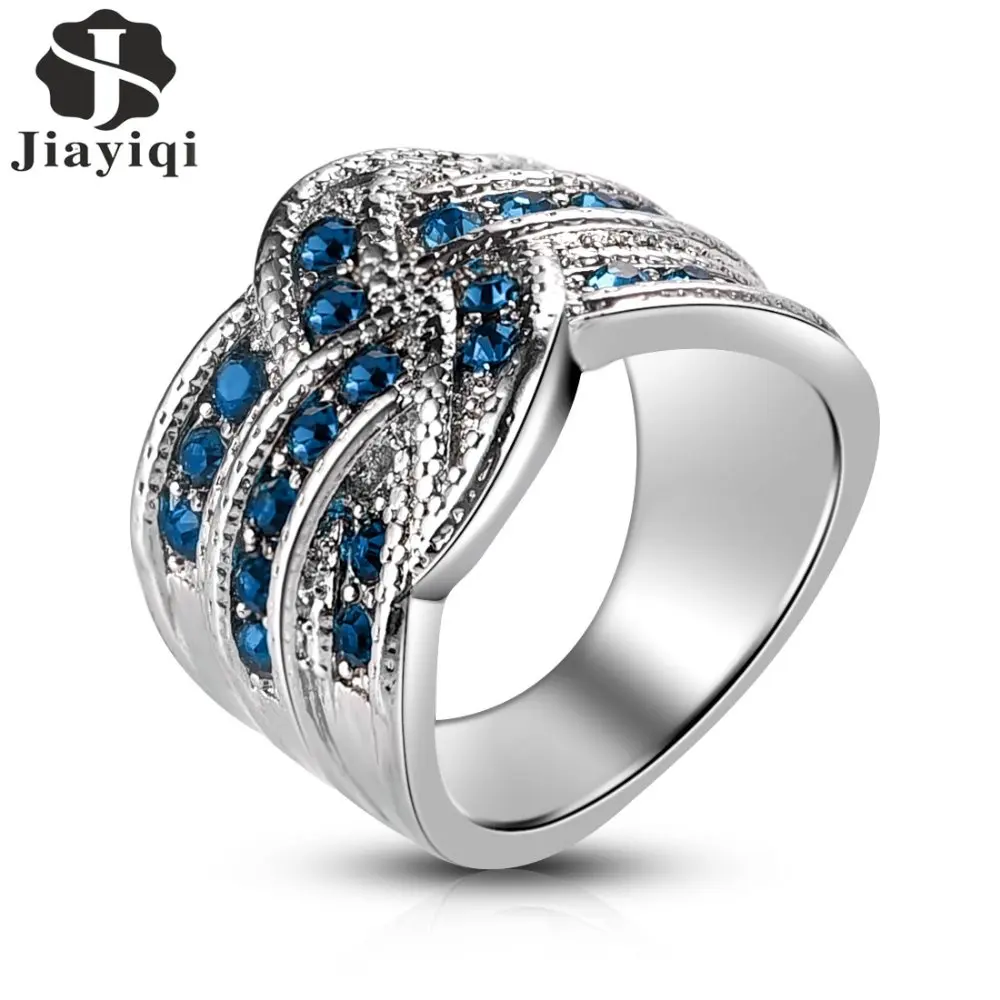 

New Zircon Crystal Silver Inlaid Cross Ring For Women Wedding Boho Finger Ring Luxury Jewelry