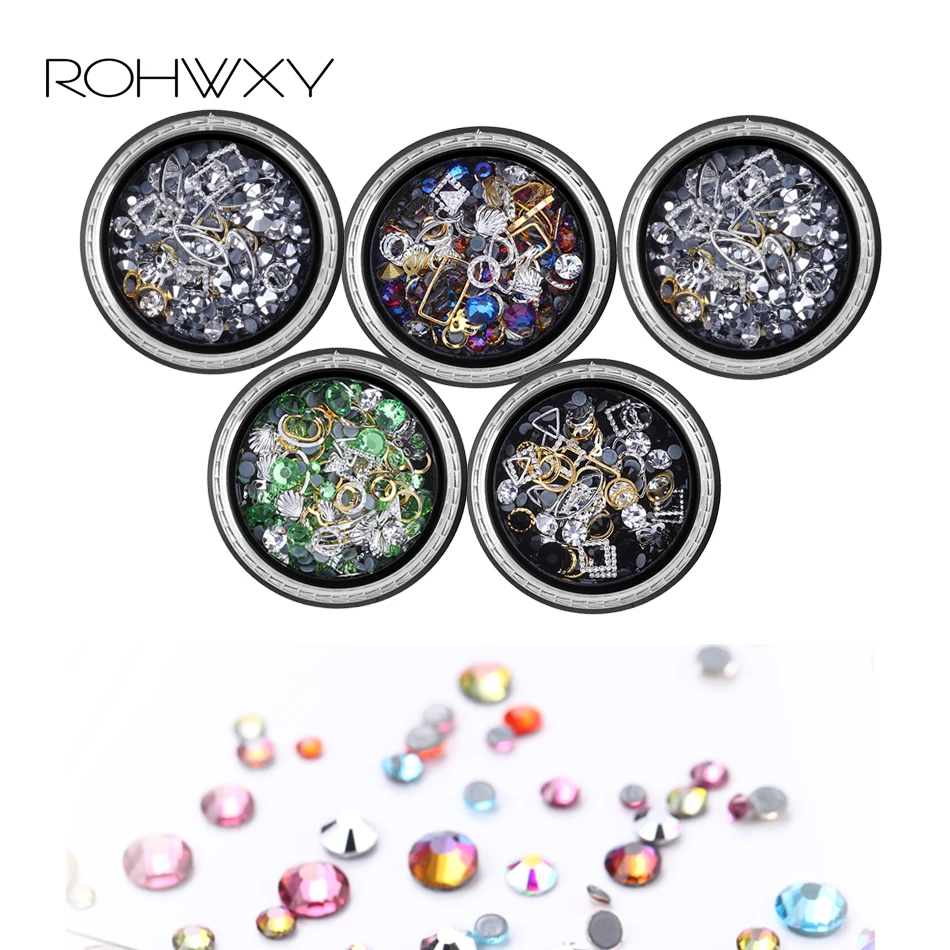

ROHWXY Crystal Nail Decoration Nail Accessories Shining Colorful 3D Mixed Decoration Diamond Glitter Nail Parts Nail Art Tools