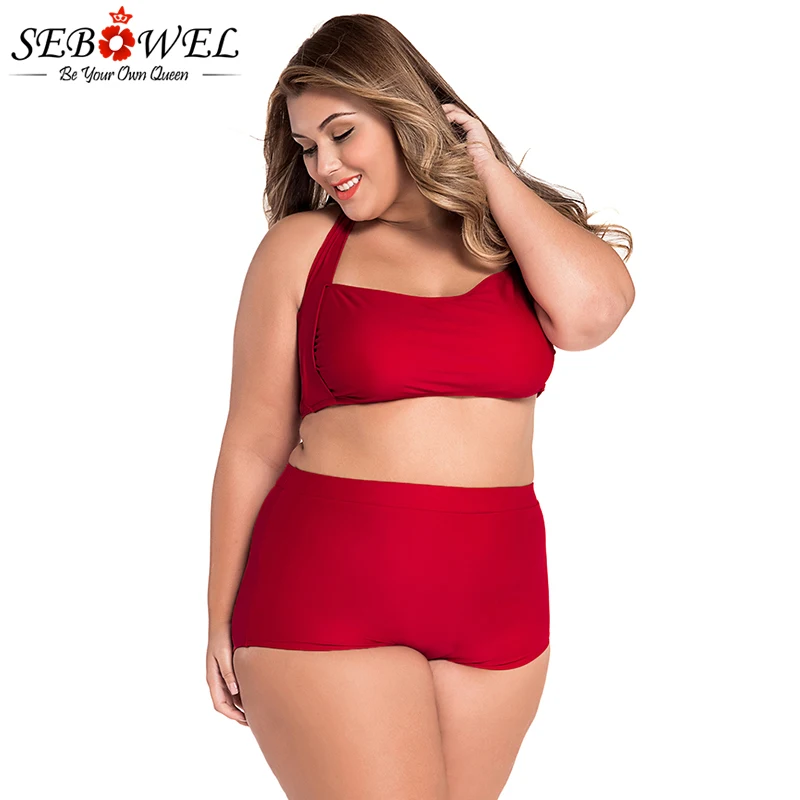SEBOWEL Sexy Plus Size Swimwear Womens High Waist Bikini Set 2019 Summer Swimsuit Sexy Large Female Bikinis Bathing Suits 5XL