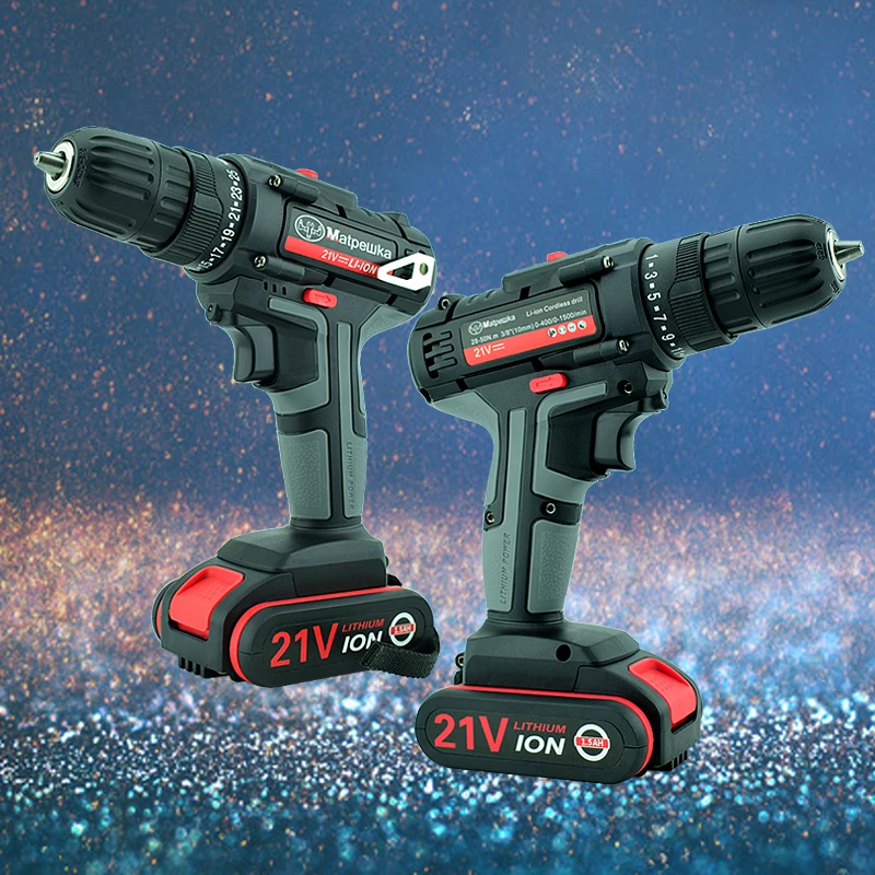 New 21V High-Quality Electric Screwdriver Household Cordless Electric Drill Handheld Rechargeable Lithium Battery Power Tools