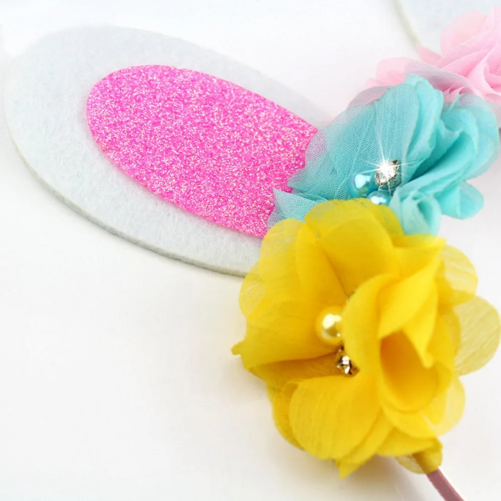 10 шт. пасхальные кроличьи ушки цветок волосы для детей повязка на голову малышей