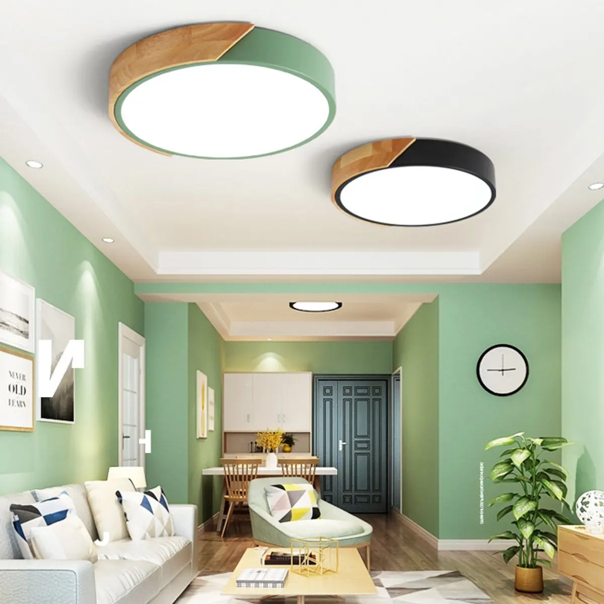 

LED Ceiling Light Fixtures Room Home Restaurant Decoration Indoor Lighting 4 Colors 30cm 18W Modern Wooden