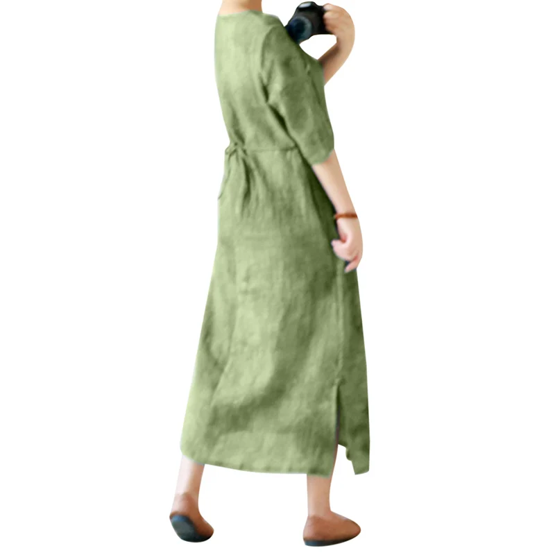 Платье женское 3XL 4XL 5XL плюс Размеры Винтаж платье для женщин длинное платье Tie Dye печати половина рукава разделяет бинты