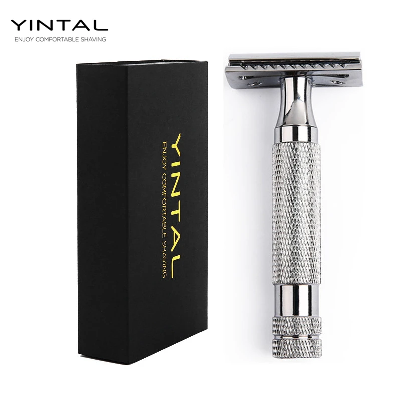 

YINTAL Double Edge Razor Men Shaving Sliver Copper Alloy Non-slip Handle Men's Manual Shaver