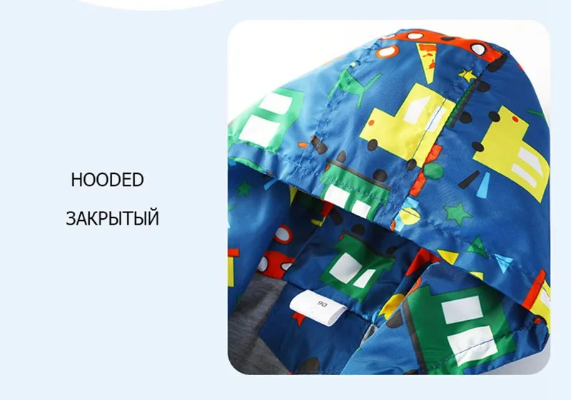 COOTELILI 80-130cm Fashion Car Printing Boys Windbreaker Children Clothes Hooded Spring Jacket For Boys Children Clothes  (1)