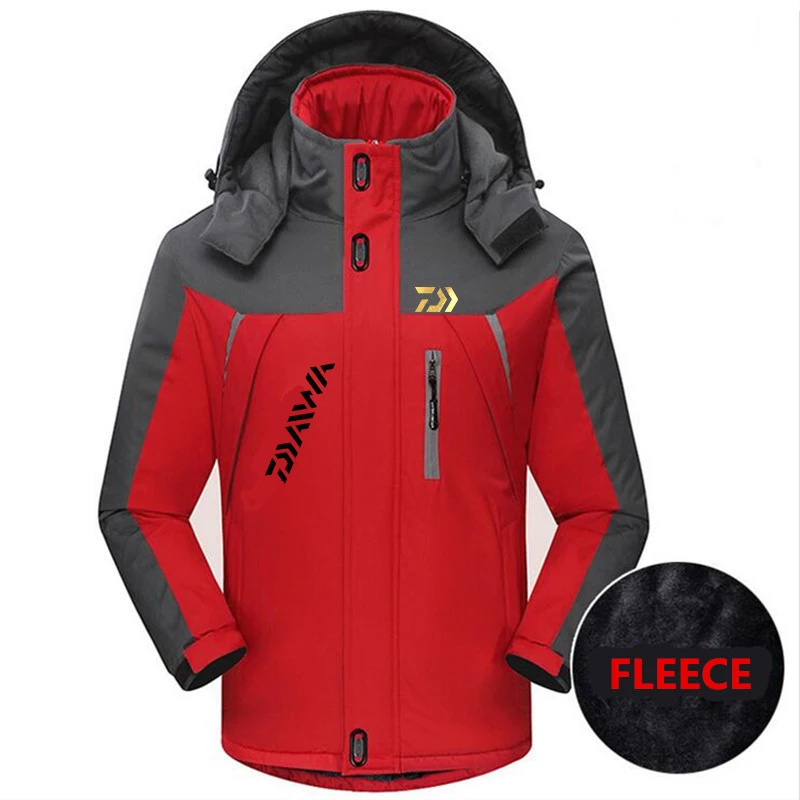 

2019 Outdoor Daiwa Fishing Clothing For Men Autumn Winter Waterproof Warm Fishing Jackets Patchwork Hooded Mountaineering Suits