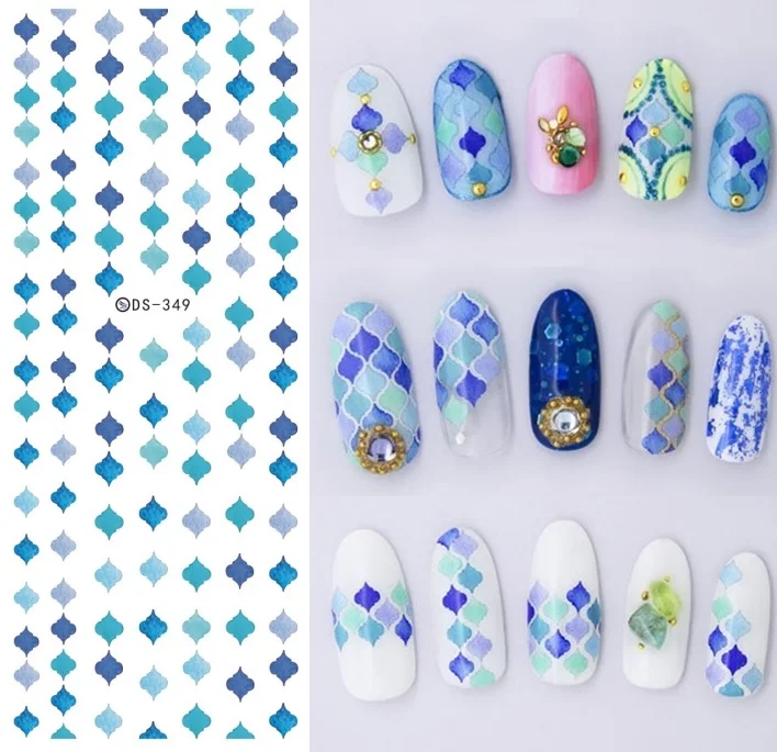 Дизайн Rocooart DS306 переводные наклейки для ногтей с водой Harajuku Element Line Figures Nail Wrap sticker Tips Manicura nail Decal - Цвет: DS349