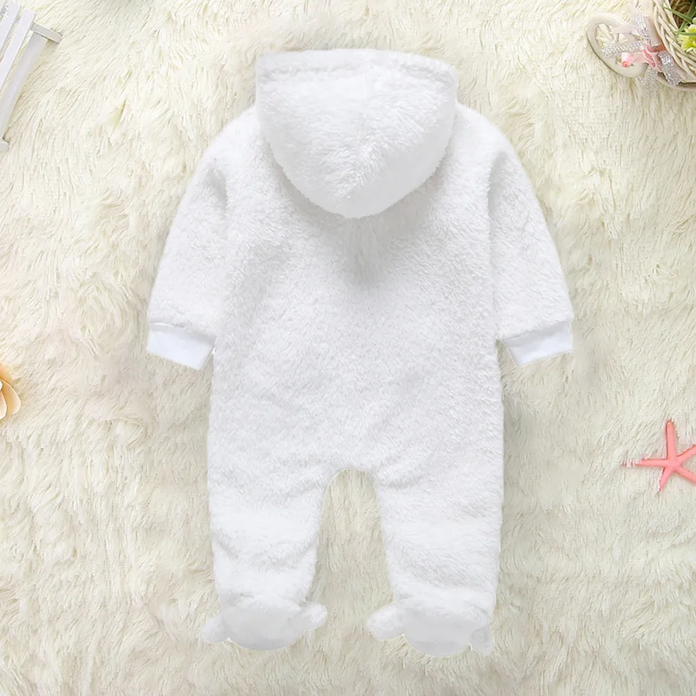 winter baby costume Newborn infantil Baby Boy Girl pajamas kids Hooded Cartoon Flannel Romper Jumpsuit Warm Clothes#Tc83