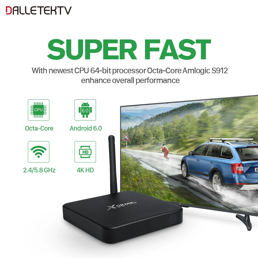 IPTV Arabic X98 PRO Smart TV Box 3GB 32GB Android 6.0 Amlogic S912 Octa Core Dual Wifi QHDTV Subscription Arabic French IPTV Box