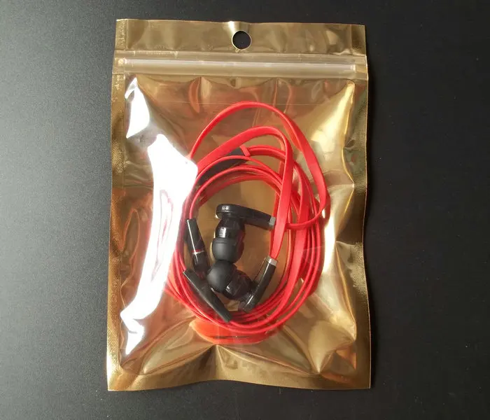 

100pcs 10.5*15cm Plastic Zipper clear+gold back silver Retail Packaging Bag mobile USB charger headseter package bag