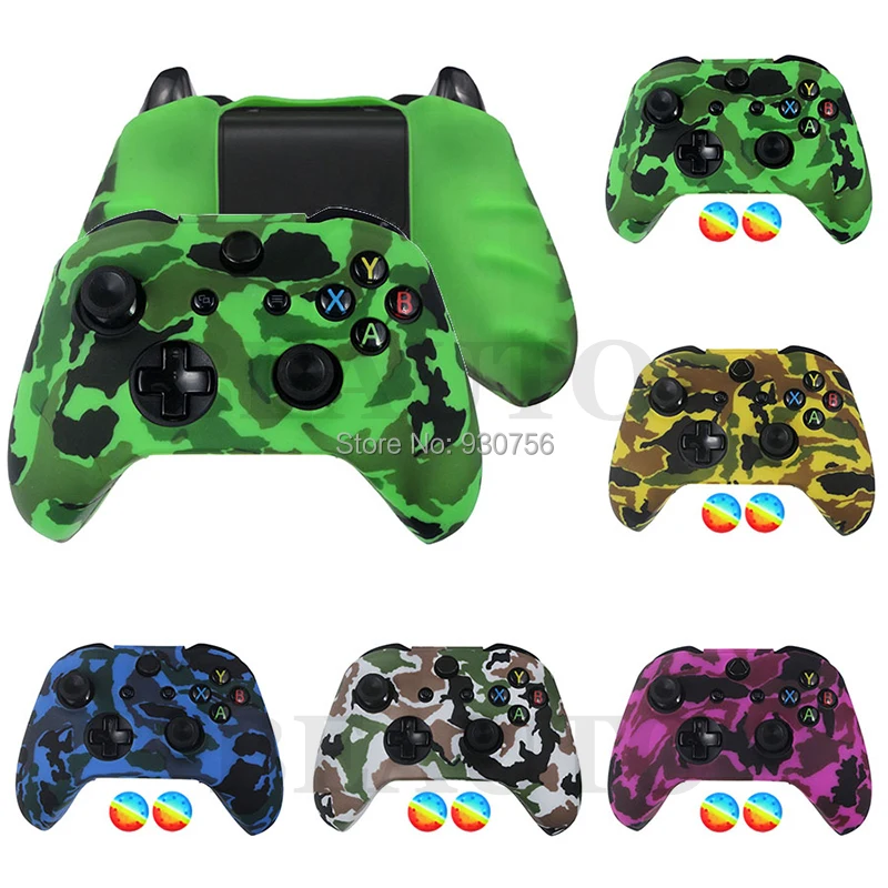 

For XBox One S X Controller Camouflage Silicone Rubber Case Cover Skin Joystick Grip