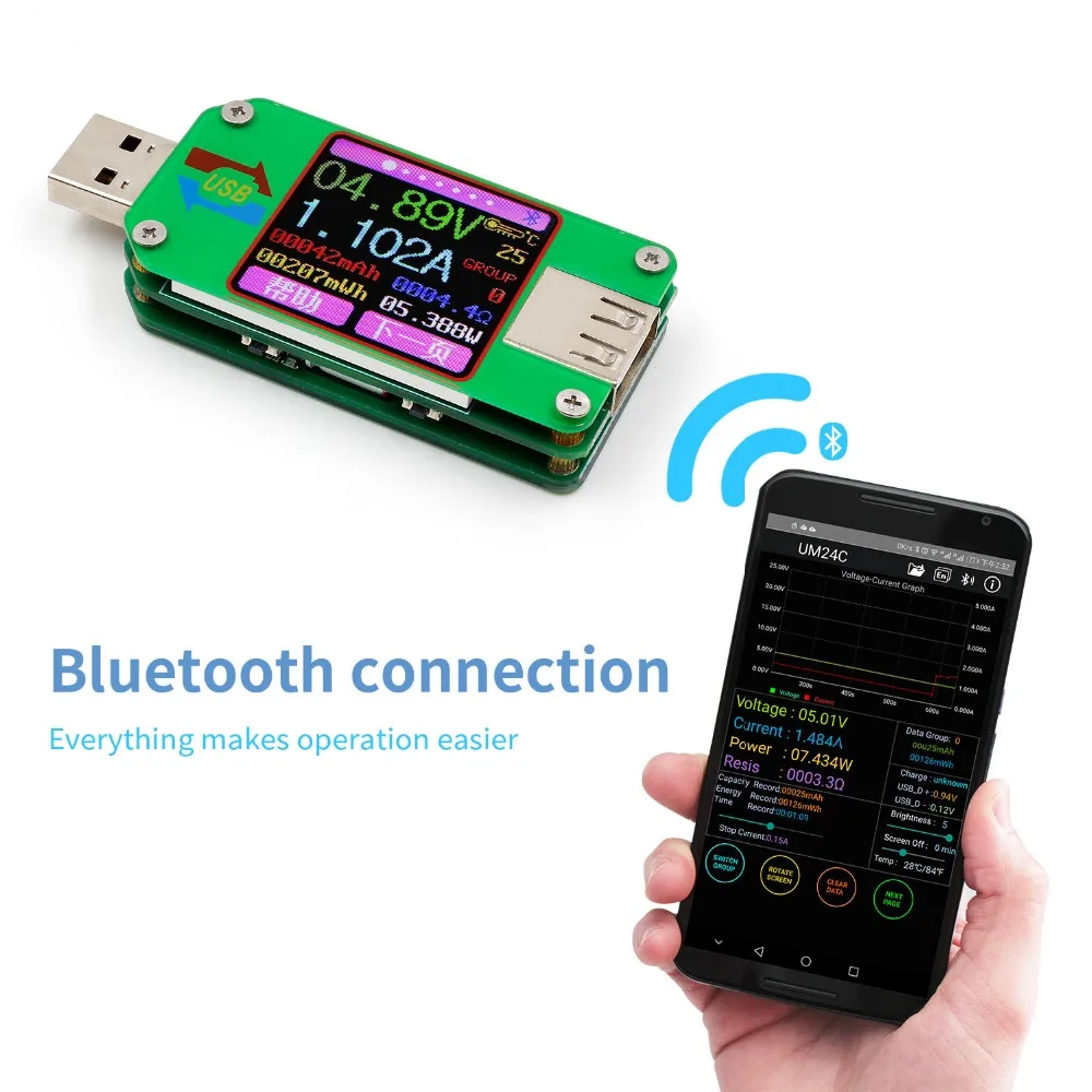 UM24 UM24C Для APP USB 2 0 ЖК дисплей Вольтметр Амперметр измеритель заряда батареи