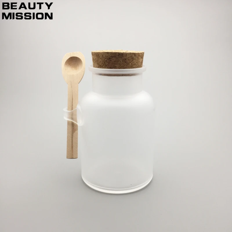 500g round ABS bath salt bottle with wooden spoon 500ml mask powder