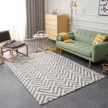 

Modern style geometric pattern big size living room carpet, rectangle ground mat , Pastoral home decoration floor mat