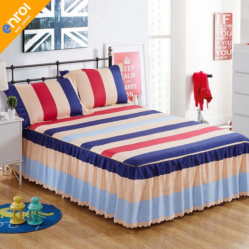 

1/2pcs Bed Skirt Floral Print Beautiful Bed Skirts With Lace Edge Cheap High Quality Bedspread Bedskirt King/Queen Size