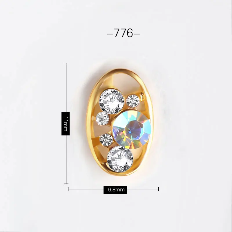 5 шт. кристалл AB блестящий дизайн ногтей Стразы 3d полые металлические шпильки Звезда Сердце треугольник алмаз ювелирные изделия Япония Шарм украшения - Цвет: 5Pcs 776