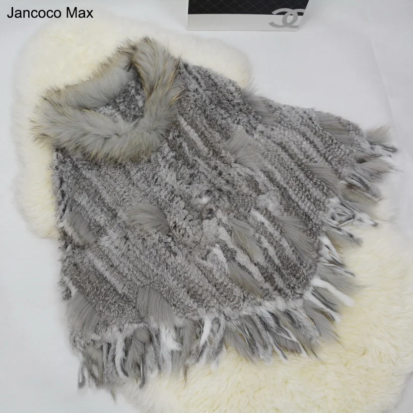 Jancoco Max оптовая/розничная продажа новинка женское Вязаное пончо из натурального
