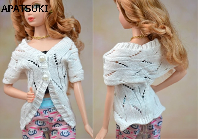 

Handmade Doll Accesssories Knitting Sweater Coat For Barbie Doll House Outfit Casual Wear Clothes For 1/6 BJD Doll