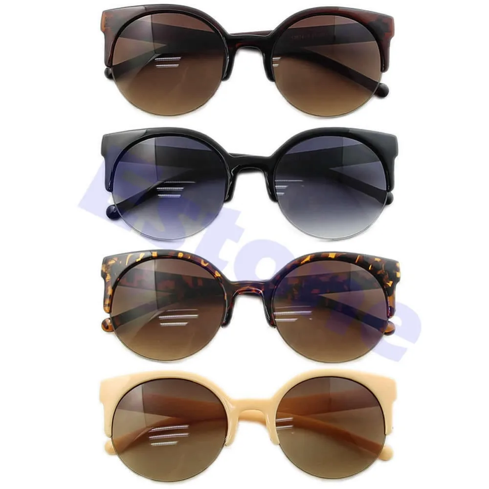 

Fashion 4 Colors/lot Fashion Semi-Rimless Eye Sunglasses Retro Super Round Circle Cat Unisex Designer