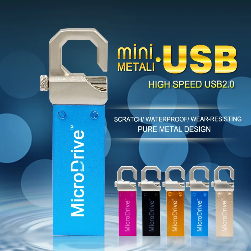  2016 top!! metal colorful usb flash drive MicroDrive Waterproof pen drive 4gb/8gb/16gb/32gb/64gb pendrive memory disk 