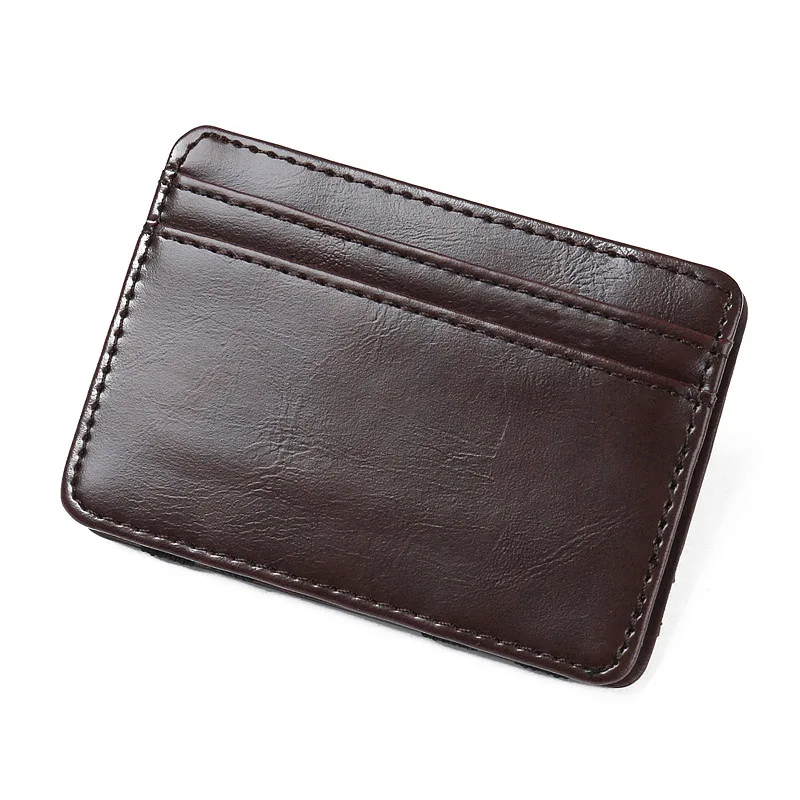 KUDIAN BEAR, тонкий кожаный мужской кошелек, волшебный, брендовый, дизайнерский, мужской кошелек, держатель для карт, корейский, двойные зажимы для денег, BID224 PM49 - Цвет: Coffee