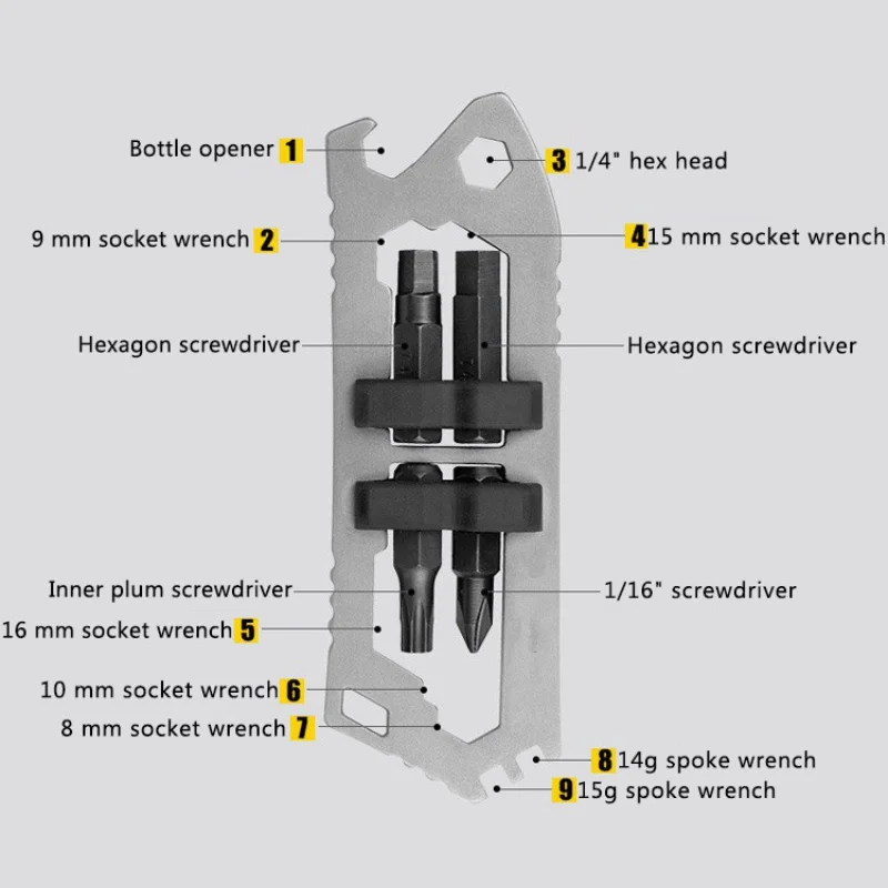 Уличный спасательный 10 в 1 Многофункциональный мини EDC инструменты Карманный Брелок Шестерня карта многоцелевой гаджет лагерь карманное приспособление для открывания бутылок комплект
