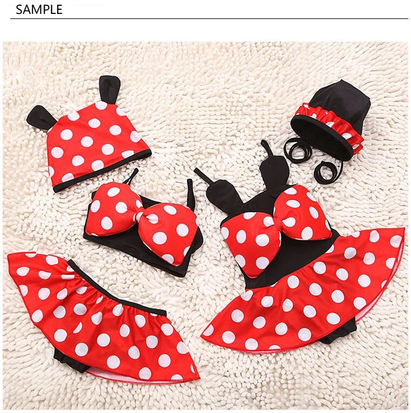 4-22KG Baby Girls Swimwear Two Pieces Summer Baby Swim Suit Toddler Cartoon Bikini Sets Girls Princess Swimming Skirt Hat (4)