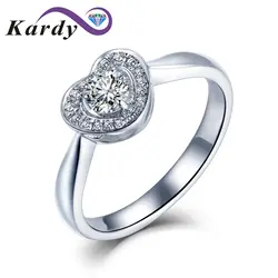 Свадебное предложение в форме сердца для любви с натуральным бриллиантом, обещающее кольцо из белого золота 14 к для женщин (0,242 cttw, G-H цвет