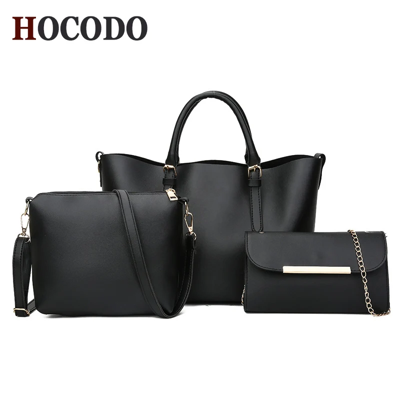

HOCODO New Female Large Capacity Casual Tote Bag Fashion Shoulder Bag 3Pcs/Sets Women Handbags Ladies PU Leather Crossbody Bag