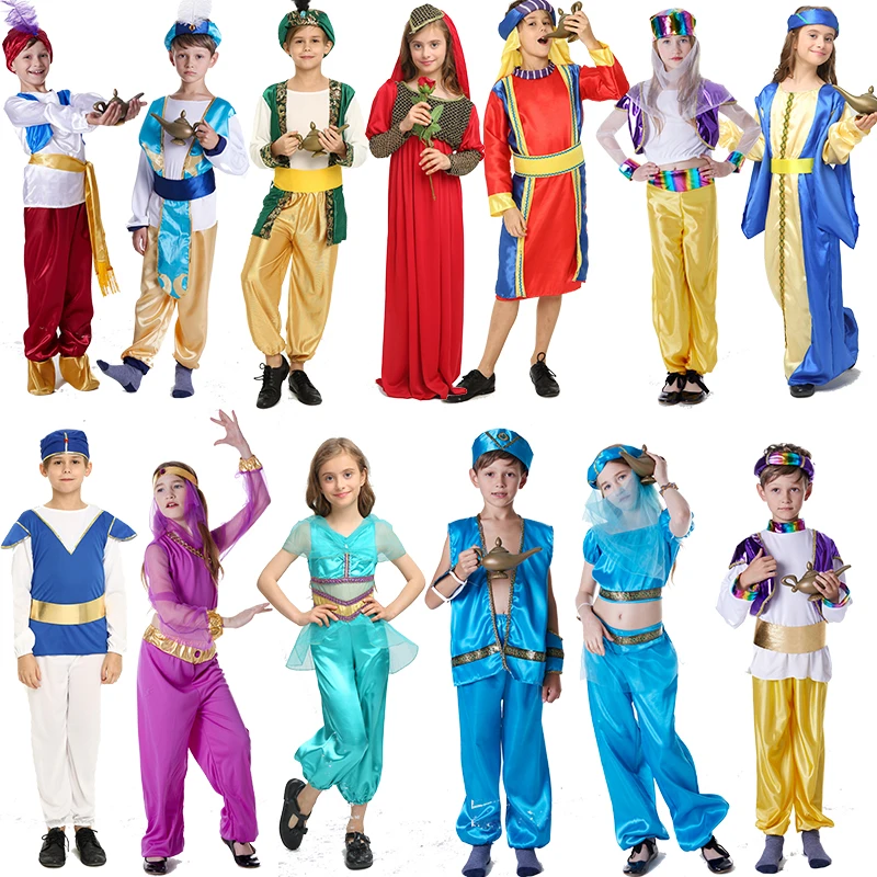 大人子供の少年と少女ハロウィーンパーティーアラジン衣装アラジンジャスミン姫ランプエルフ衣装王子アダムのファンタジアb Aliexpress
