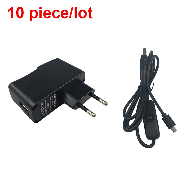

10pcs/lot 5V 2A Power Plug Adapter + Micro USB Cable with Switch Power Supply For Raspberry Pi 2 Raspberry Pi Zero W