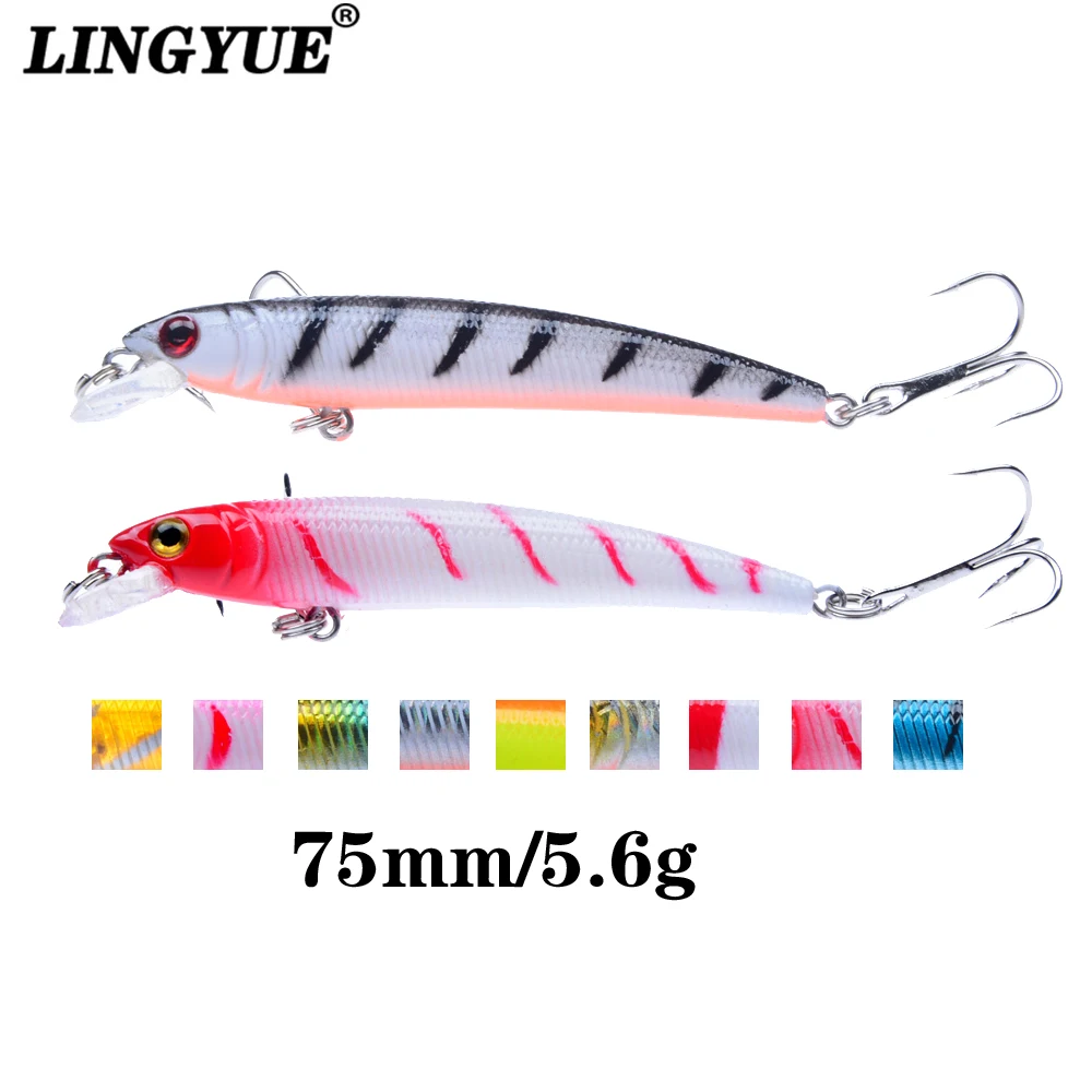 

LINGYUE 1PCS Tight Minnow Fishing Lure 7.5CM/5.6G Hard Crankbait Wobbler Isca Artificial Bait Pesca Leurre For Bass Pike Lures