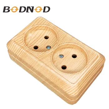 

New Socket New Double Socket Without Earth Wall Socket European 250V 16A Power Wall Mount Charger Wood Grain Legrand Schneider